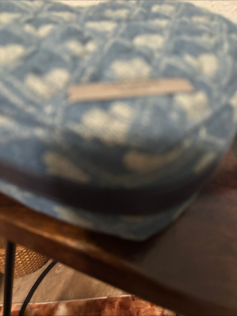 Kurt Geiger Blue Heart Quilted Denim Crossbody Bag - Picture 8 of 10